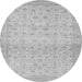 Round Machine Washable Oriental Gray Traditional Rug, wshabs28gry