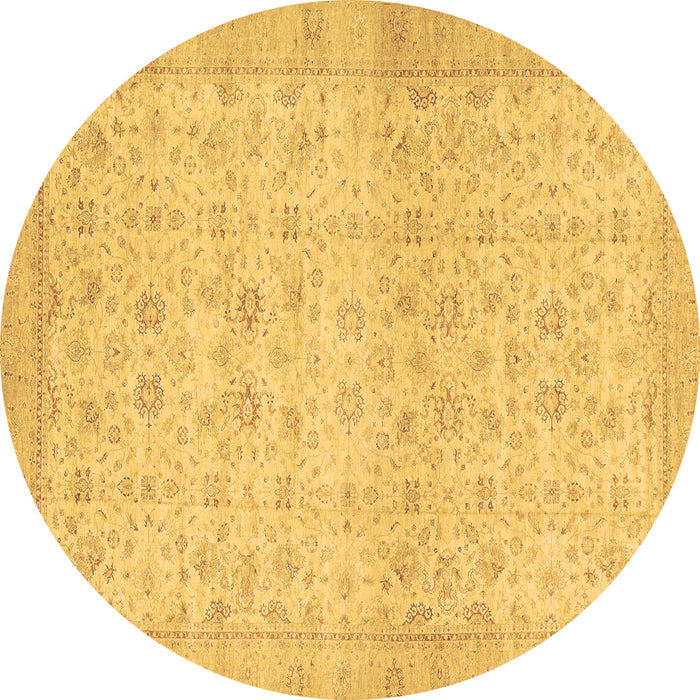 Round Oriental Brown Traditional Rug, abs28brn