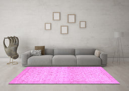 Machine Washable Oriental Purple Traditional Area Rugs in a Living Room, wshabs28pur