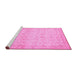 Sideview of Machine Washable Oriental Pink Traditional Rug, wshabs28pnk