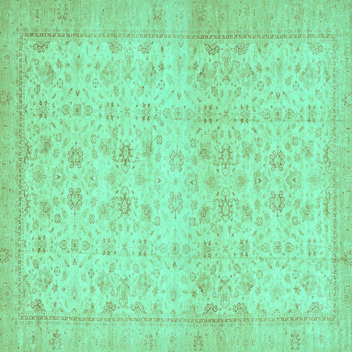Square Machine Washable Oriental Turquoise Traditional Area Rugs, wshabs28turq