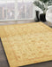 Abstract Chrome Gold Yellow Oriental Rug in Family Room, abs28