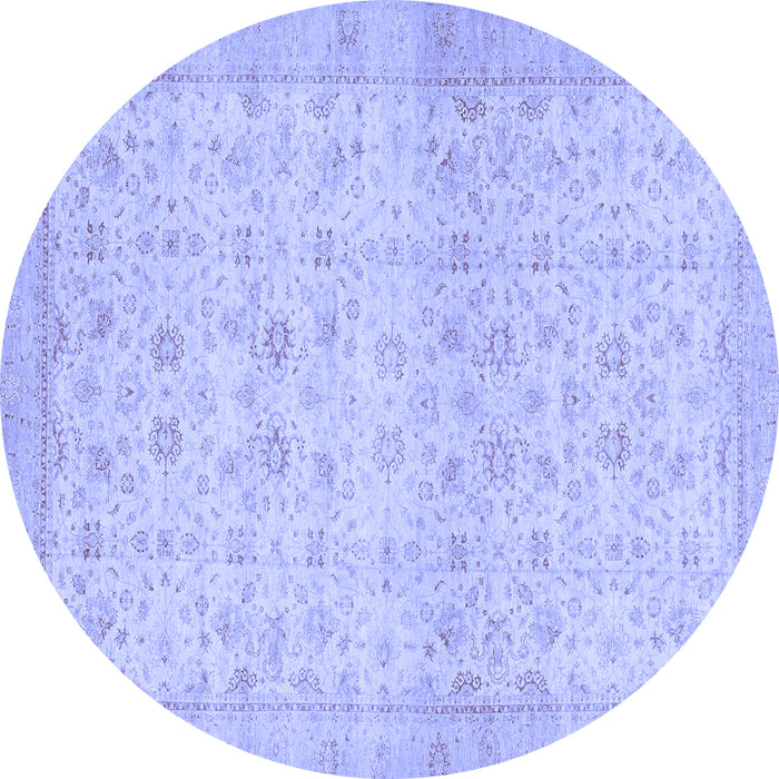 Round Oriental Blue Traditional Rug, abs28blu