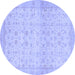 Round Oriental Blue Traditional Rug, abs28blu