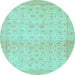 Round Oriental Light Blue Traditional Rug, abs28lblu