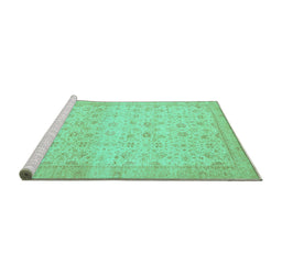 Sideview of Machine Washable Oriental Turquoise Traditional Area Rugs, wshabs28turq
