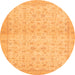 Round Machine Washable Oriental Orange Traditional Area Rugs, wshabs28org