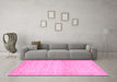 Machine Washable Oriental Pink Traditional Rug in a Living Room, wshabs28pnk