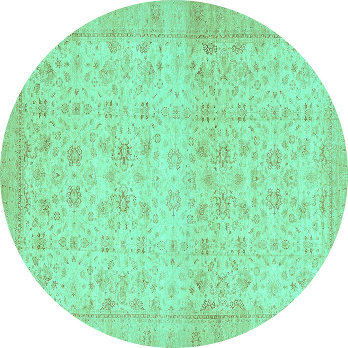 Round Oriental Turquoise Traditional Rug, abs28turq