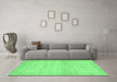 Machine Washable Oriental Emerald Green Traditional Area Rugs in a Living Room,, wshabs28emgrn