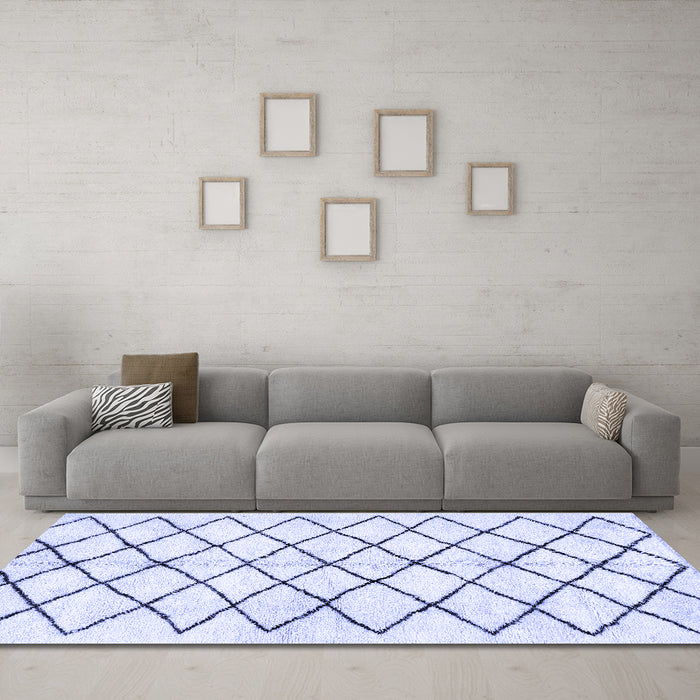 Machine Washable Solid Blue Modern Rug in a Living Room, wshabs2900blu