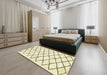 Abstract Brownish Green Solid Rug in a Bedroom, abs2900