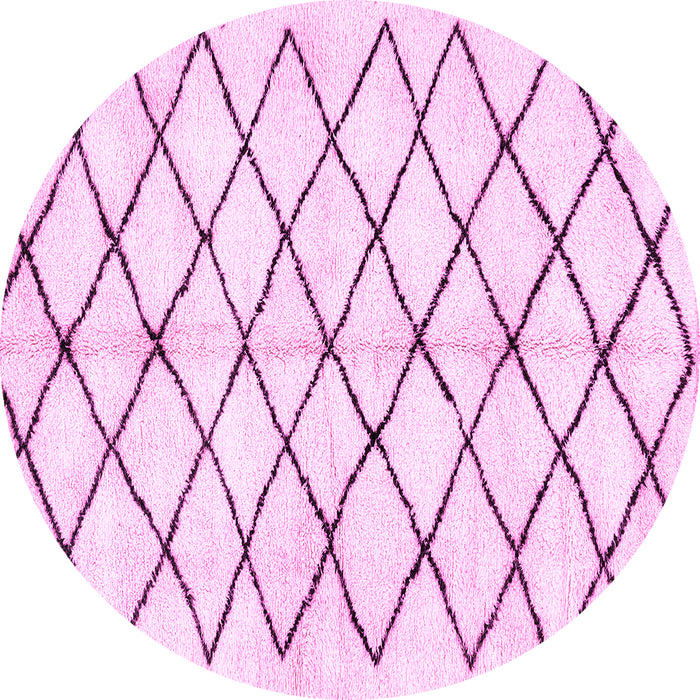 Round Machine Washable Solid Pink Modern Rug, wshabs2900pnk