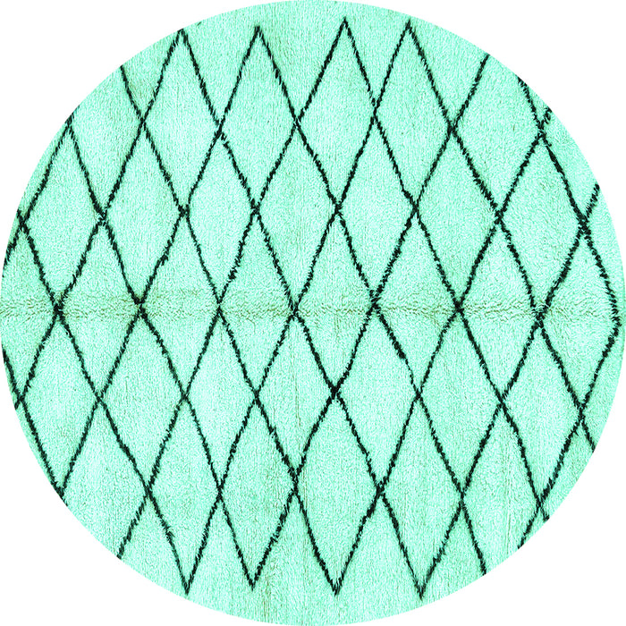 Round Machine Washable Solid Turquoise Modern Area Rugs, wshabs2900turq