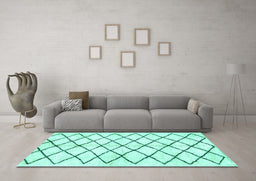 Machine Washable Solid Turquoise Modern Area Rugs in a Living Room,, wshabs2900turq