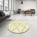 Round Abstract Brown Gold Solid Rug in a Office, abs2901