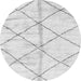 Round Machine Washable Solid Gray Modern Rug, wshabs2901gry