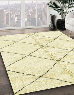 Abstract Brown Gold Solid Rug in Family Room, abs2901