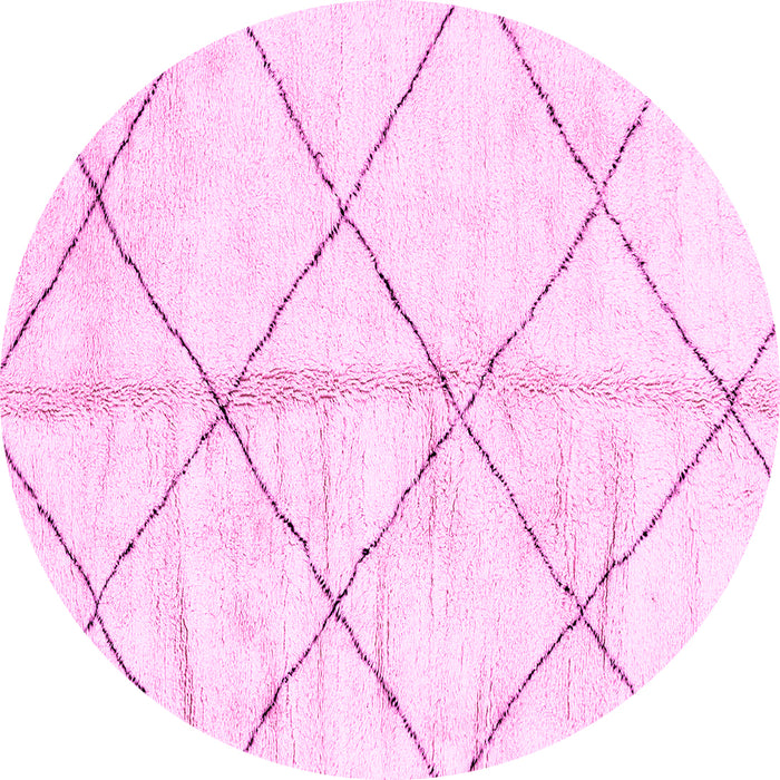 Round Machine Washable Solid Pink Modern Rug, wshabs2901pnk
