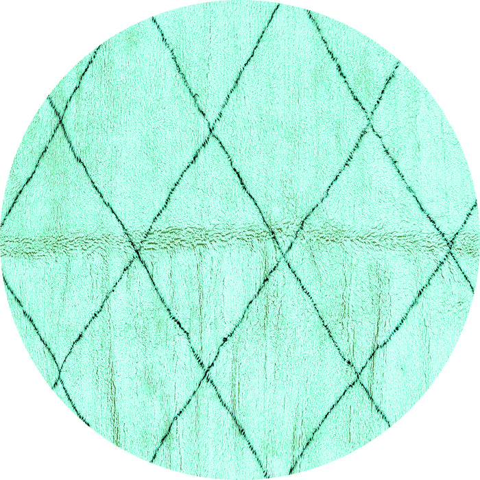 Round Machine Washable Solid Turquoise Modern Area Rugs, wshabs2901turq