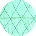 Round Machine Washable Solid Turquoise Modern Area Rugs, wshabs2901turq