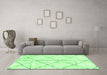 Machine Washable Solid Green Modern Area Rugs in a Living Room,, wshabs2901grn