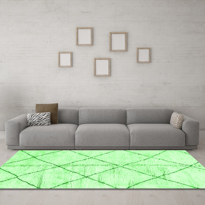 Machine Washable Solid Green Modern Area Rugs in a Living Room,, wshabs2901grn