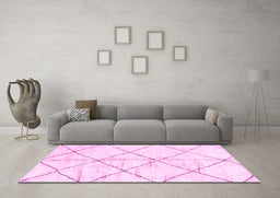 Machine Washable Solid Pink Modern Rug in a Living Room, wshabs2901pnk