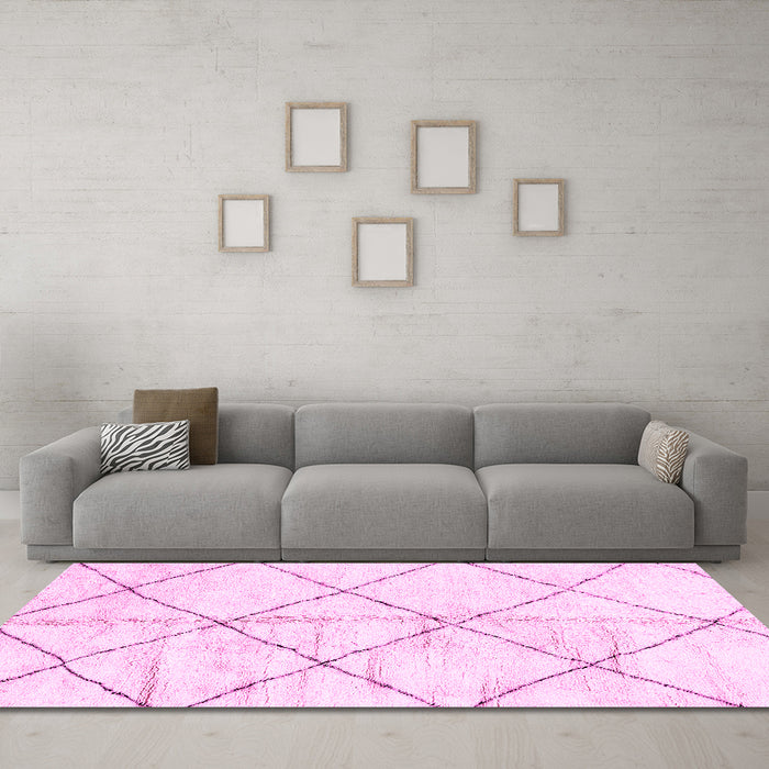 Machine Washable Solid Pink Modern Rug in a Living Room, wshabs2901pnk