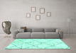 Machine Washable Solid Turquoise Modern Area Rugs in a Living Room,, wshabs2901turq