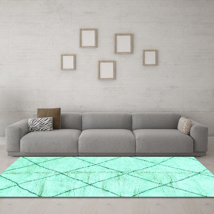 Machine Washable Solid Turquoise Modern Area Rugs in a Living Room,, wshabs2901turq