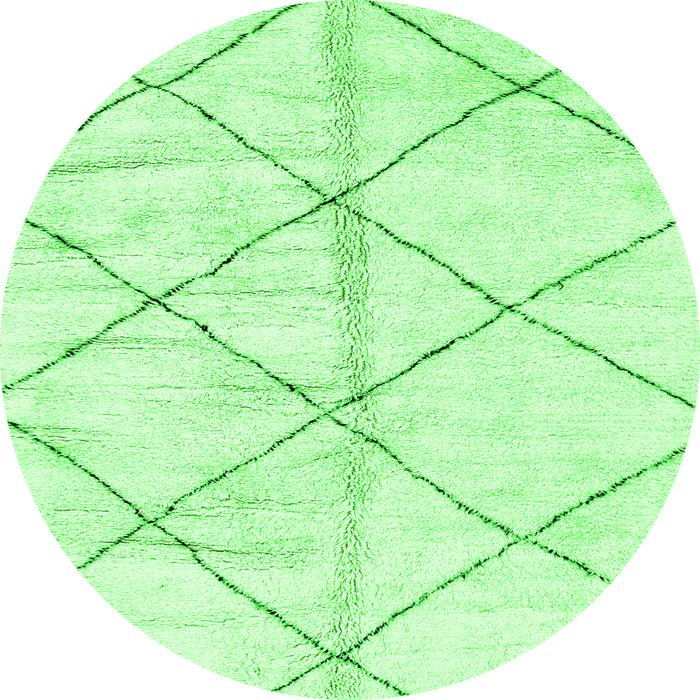 Round Machine Washable Solid Green Modern Area Rugs, wshabs2901grn