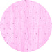 Round Machine Washable Solid Pink Modern Rug, wshabs2902pnk