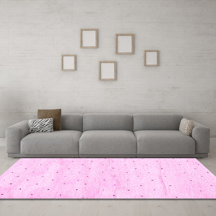 Machine Washable Solid Pink Modern Rug in a Living Room, wshabs2902pnk