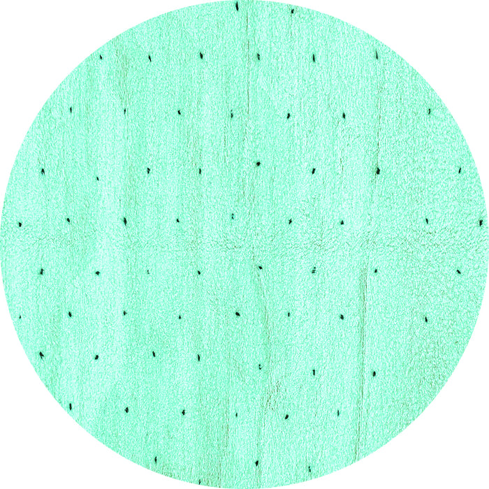 Round Machine Washable Solid Turquoise Modern Area Rugs, wshabs2902turq
