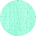 Round Machine Washable Solid Turquoise Modern Area Rugs, wshabs2902turq