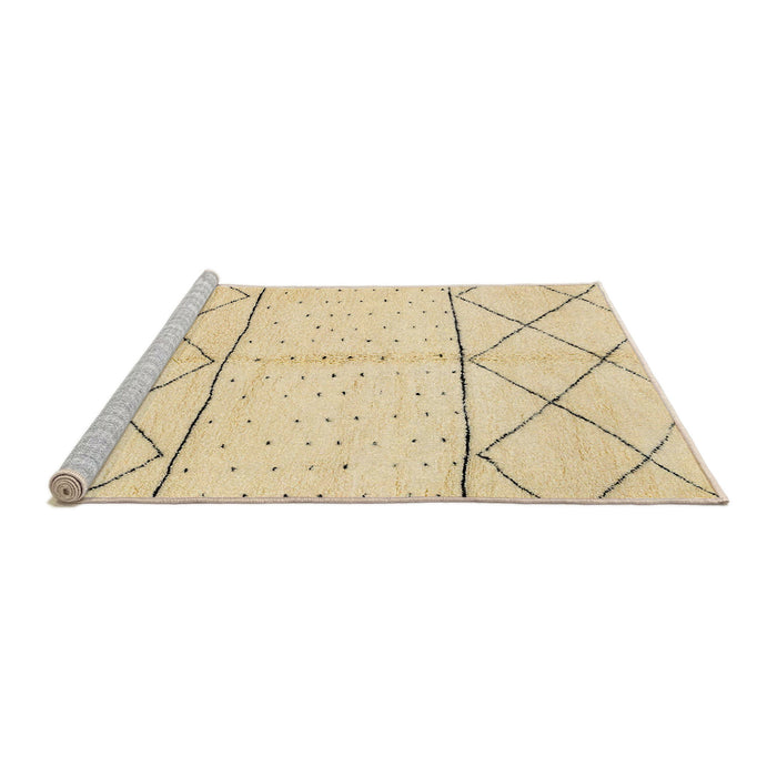 Sideview of Machine Washable Abstract Sun Yellow Rug, wshabs2903