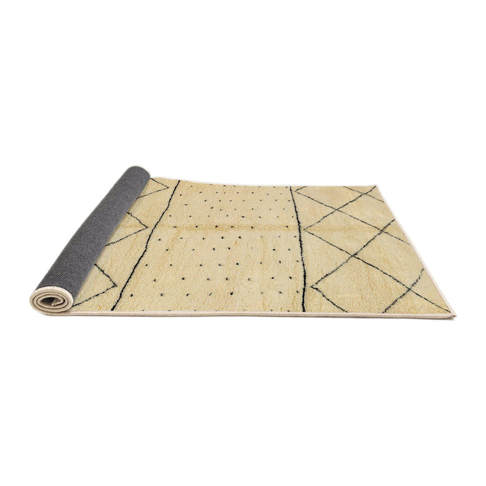 Sideview of Abstract Sun Yellow Solid Rug, abs2903