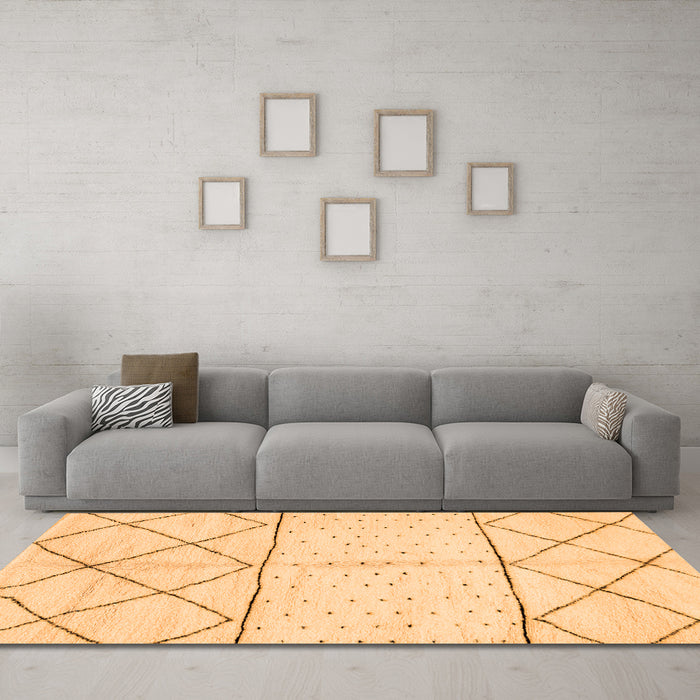 Machine Washable Solid Orange Modern Area Rugs in a Living Room, wshabs2903org