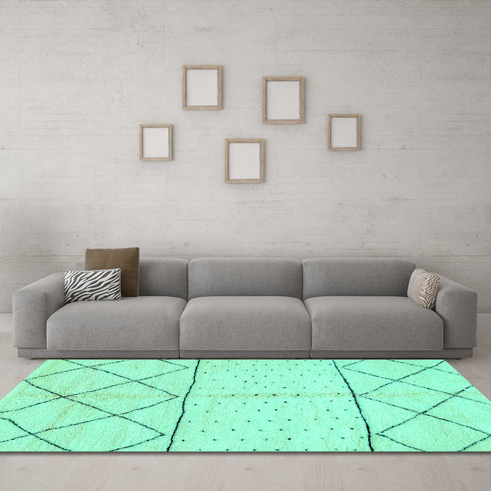 Machine Washable Solid Turquoise Modern Area Rugs in a Living Room,, wshabs2903turq