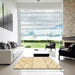 Square Abstract Sun Yellow Solid Rug in a Living Room, abs2903