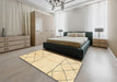 Machine Washable Abstract Sun Yellow Rug in a Bedroom, wshabs2903