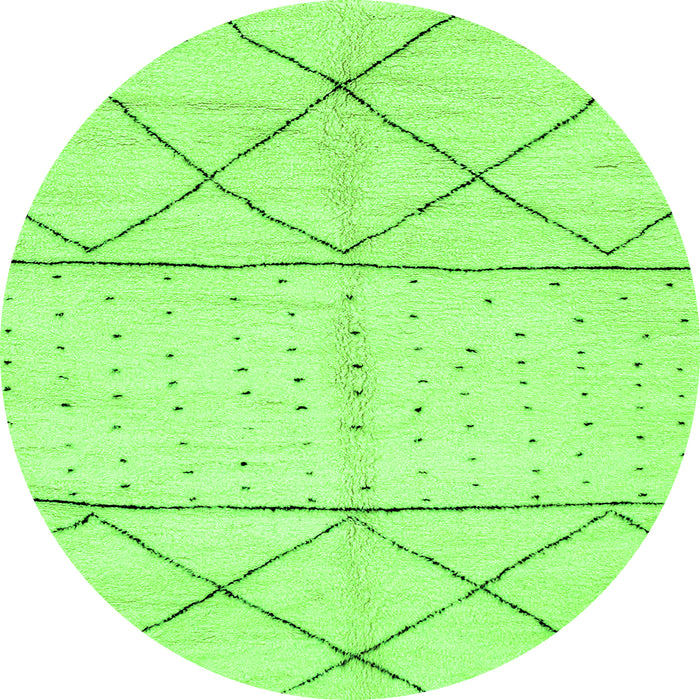 Round Machine Washable Solid Green Modern Area Rugs, wshabs2903grn