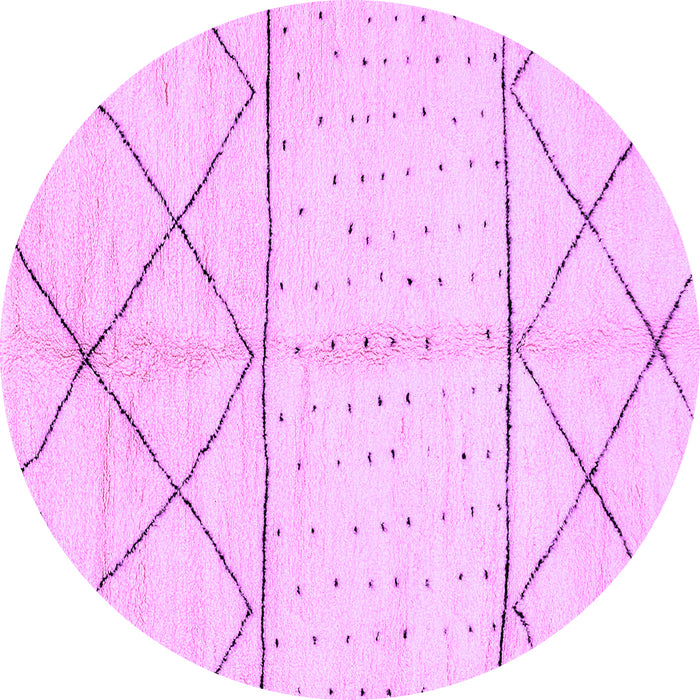 Round Machine Washable Solid Purple Modern Area Rugs, wshabs2903pur