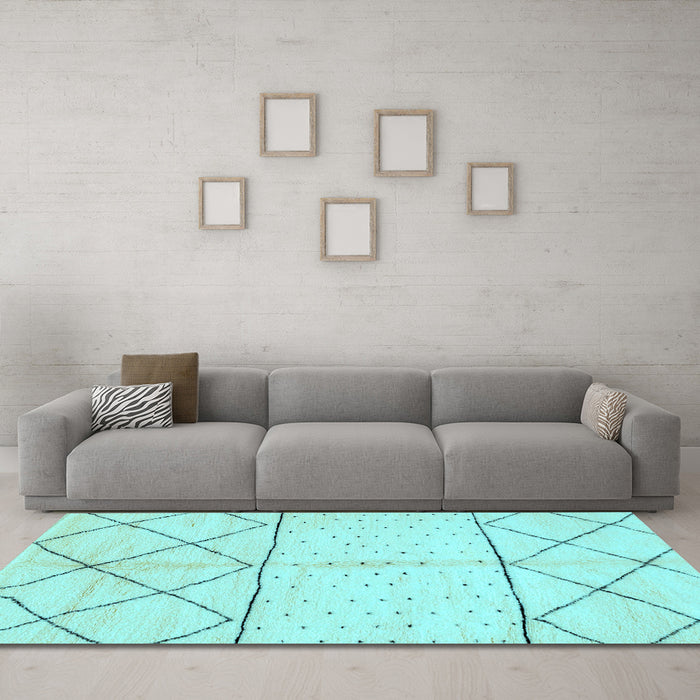 Machine Washable Solid Light Blue Modern Rug in a Living Room, wshabs2903lblu