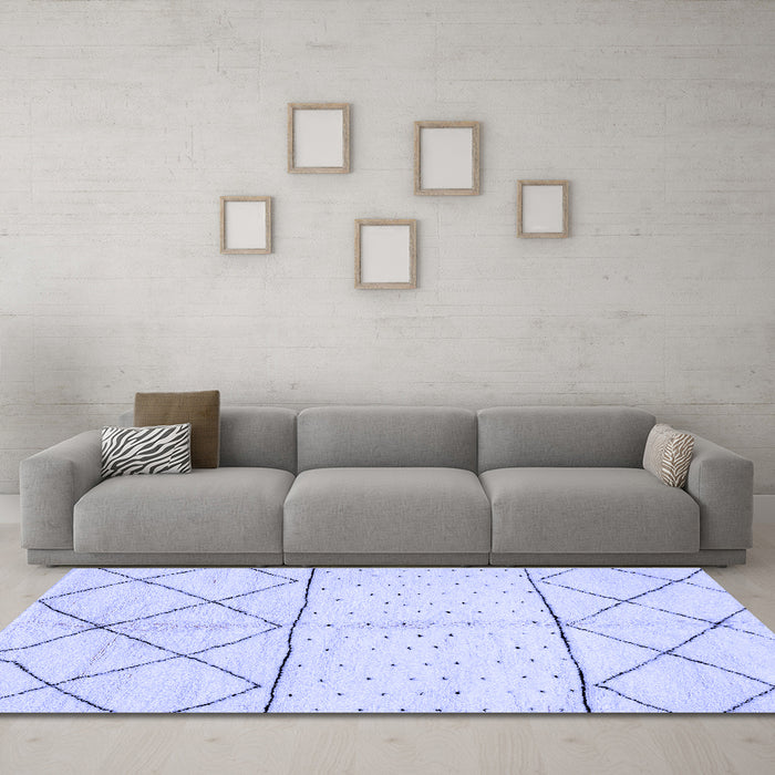 Machine Washable Solid Blue Modern Rug in a Living Room, wshabs2903blu