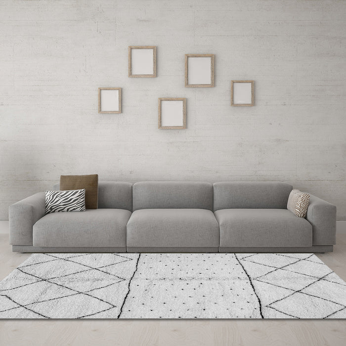 Machine Washable Solid Gray Modern Rug in a Living Room,, wshabs2903gry