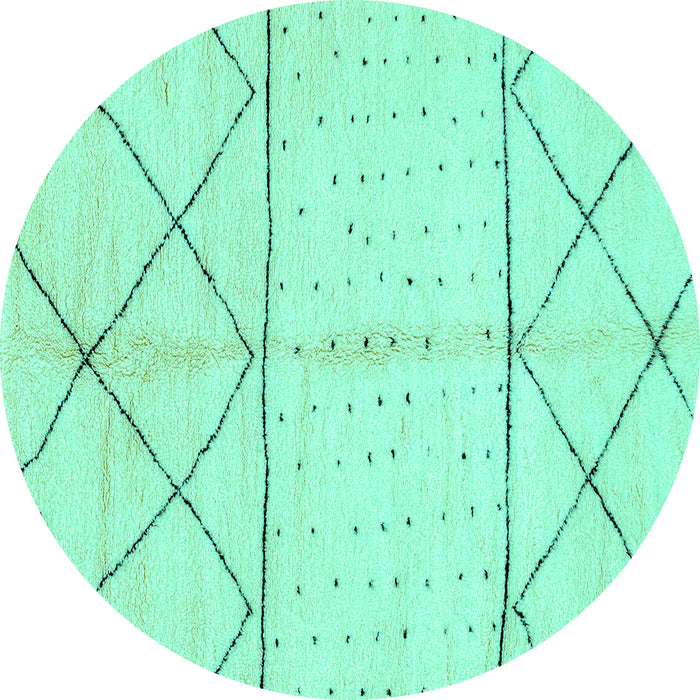 Round Machine Washable Solid Turquoise Modern Area Rugs, wshabs2903turq