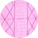 Round Machine Washable Solid Pink Modern Rug, wshabs2903pnk