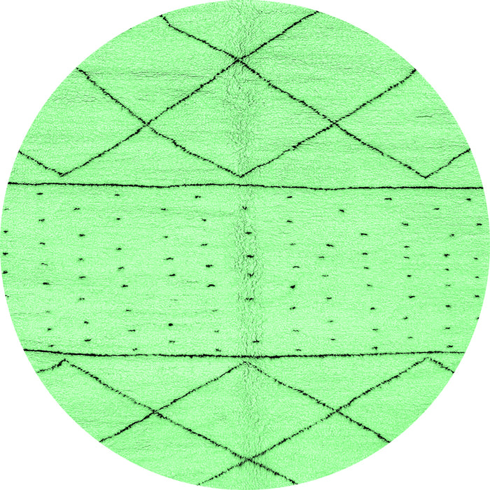 Round Machine Washable Solid Emerald Green Modern Area Rugs, wshabs2903emgrn